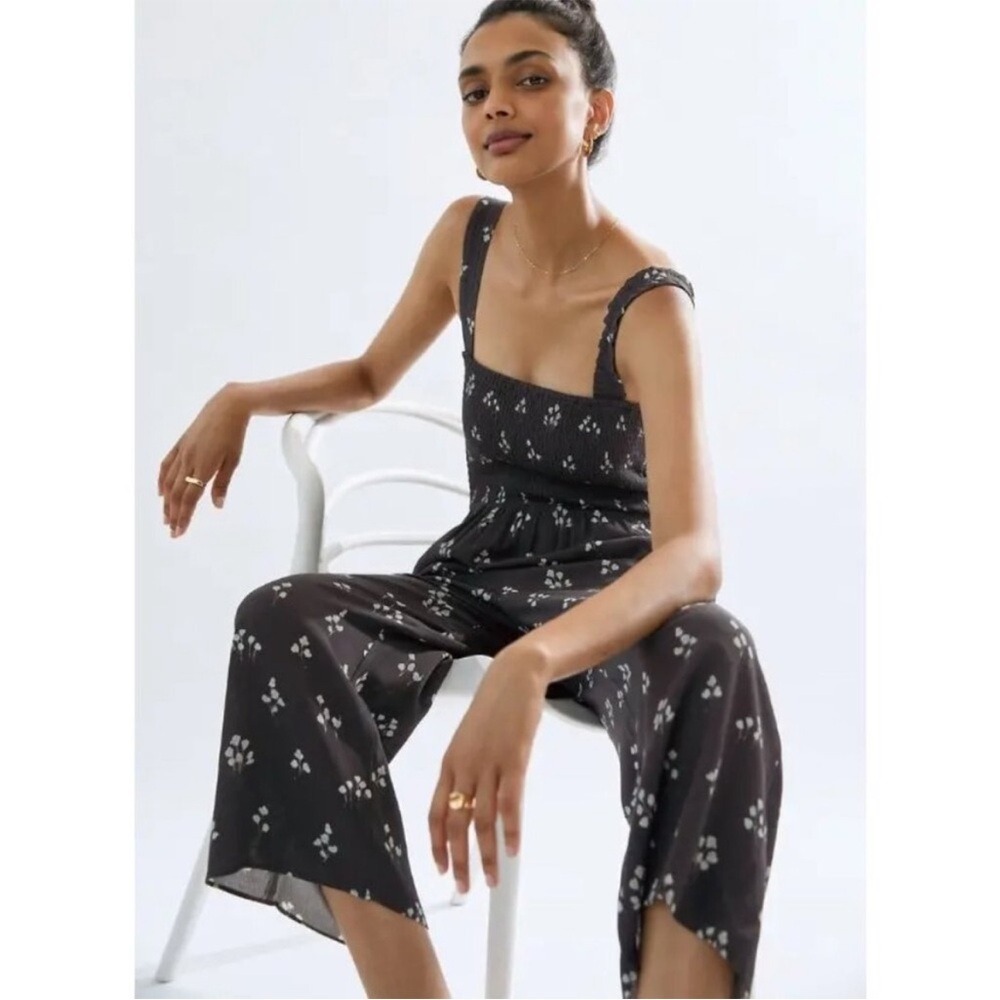 Aritzia Black Floral Jumpsuit